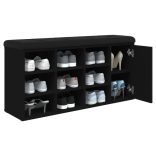 fekete szerelt fa cipőtároló pad 102 x 32 x 50 cm