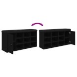 fekete szerelt fa cipőtároló pad 102 x 32 x 50 cm