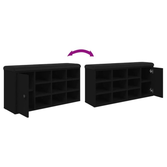 fekete szerelt fa cipőtároló pad 102 x 32 x 50 cm