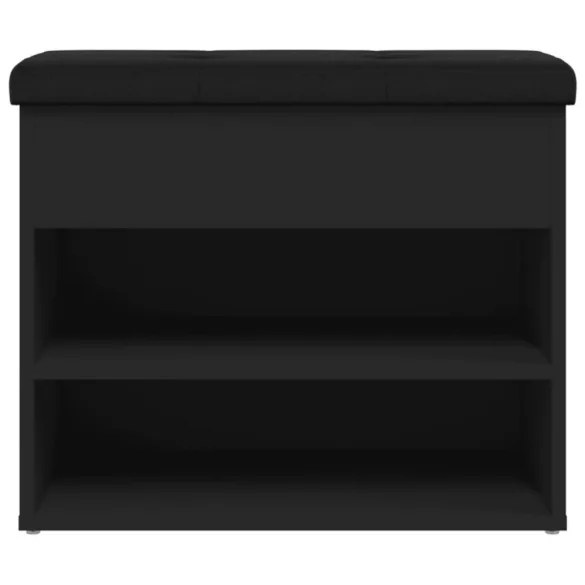 fekete szerelt fa cipőtároló pad 62 x 32 x 50 cm
