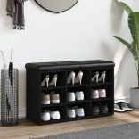 fekete szerelt fa cipőtároló pad 82 x 32 x 50 cm