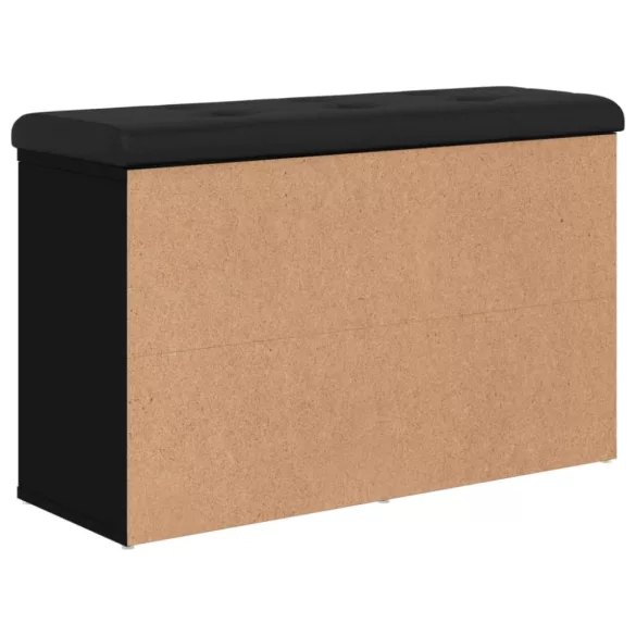 fekete szerelt fa cipőtároló pad 82 x 32 x 50 cm