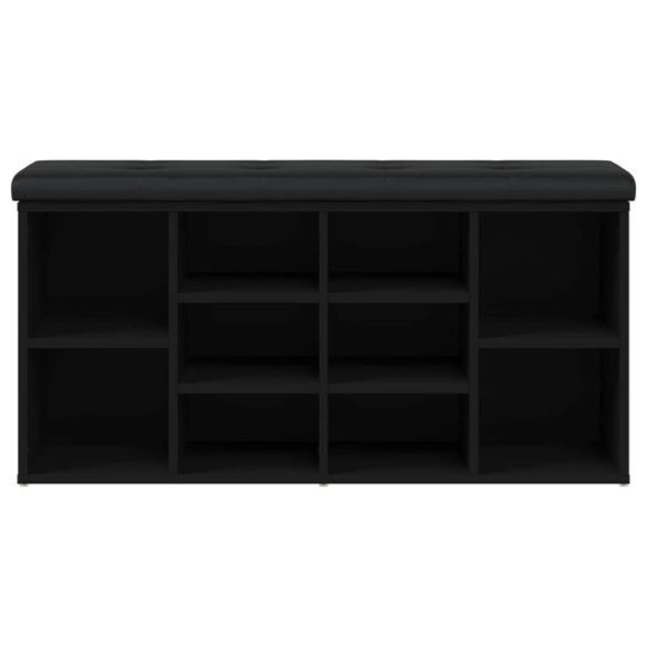 fekete szerelt fa cipőtároló pad 102 x 32 x 50 cm