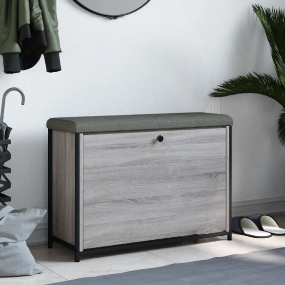 szürke sonoma színű cipőpad lehajtható fiókkal 82x32x56 cm