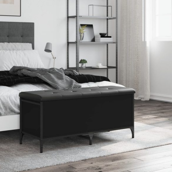 fekete szerelt fa tárolópad 102 x 42 x 45 cm