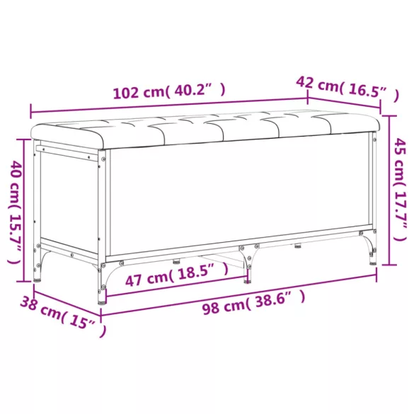 fekete szerelt fa tárolópad 102 x 42 x 45 cm