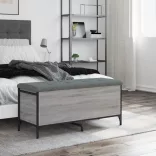 szürke sonoma színű szerelt fa tárolópad 102 x 42 x 45 cm