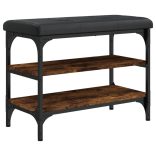 füstös tölgy színű szerelt fa cipőtároló pad 62 x 32 x 47 cm