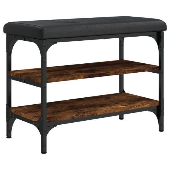 füstös tölgy színű szerelt fa cipőtároló pad 62 x 32 x 47 cm