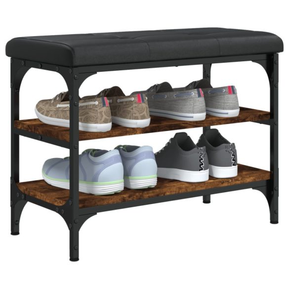 füstös tölgy színű szerelt fa cipőtároló pad 62 x 32 x 47 cm