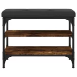 füstös tölgy színű szerelt fa cipőtároló pad 62 x 32 x 47 cm