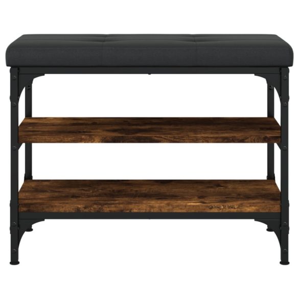 füstös tölgy színű szerelt fa cipőtároló pad 62 x 32 x 47 cm