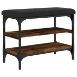 füstös tölgy színű szerelt fa cipőtároló pad 62 x 32 x 47 cm