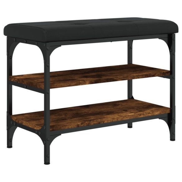 füstös tölgy színű szerelt fa cipőtároló pad 62 x 32 x 47 cm