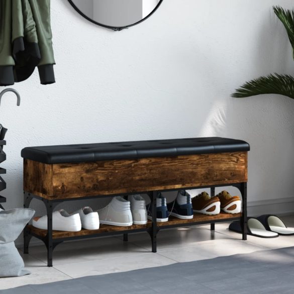 füstös tölgy színű szerelt fa cipőpad 102 x 32 x 45 cm