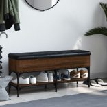 barna tölgy színű szerelt fa cipőtároló pad 102 x 32 x 45 cm