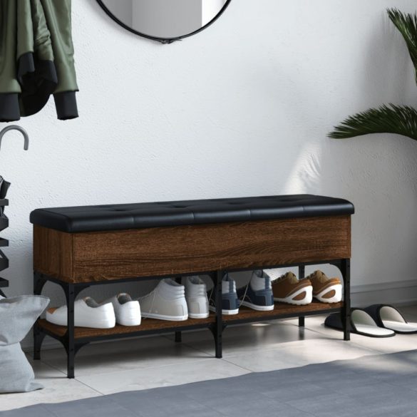 barna tölgy színű szerelt fa cipőtároló pad 102 x 32 x 45 cm