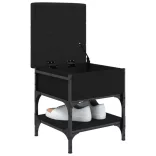 fekete szerelt fa cipőtároló pad 42 x 42 x 45 cm