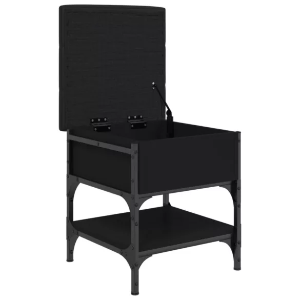 fekete szerelt fa cipőtároló pad 42 x 42 x 45 cm