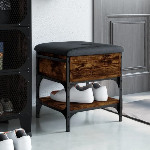 füstös tölgy színű szerelt fa cipőtároló pad 42 x 42 x 45 cm