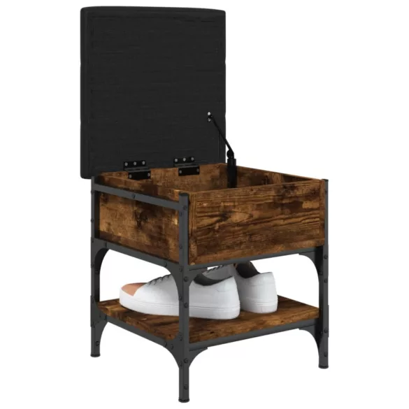 füstös tölgy színű szerelt fa cipőtároló pad 42 x 42 x 45 cm