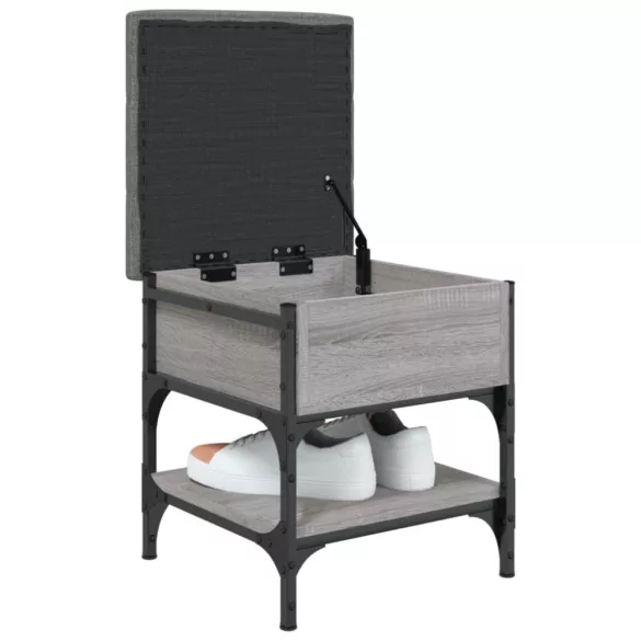 szürke sonoma színű szerelt fa cipőtároló pad 42 x 42 x 45 cm