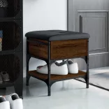 barna tölgy színű szerelt fa cipőtároló pad 42 x 42 x 45 cm