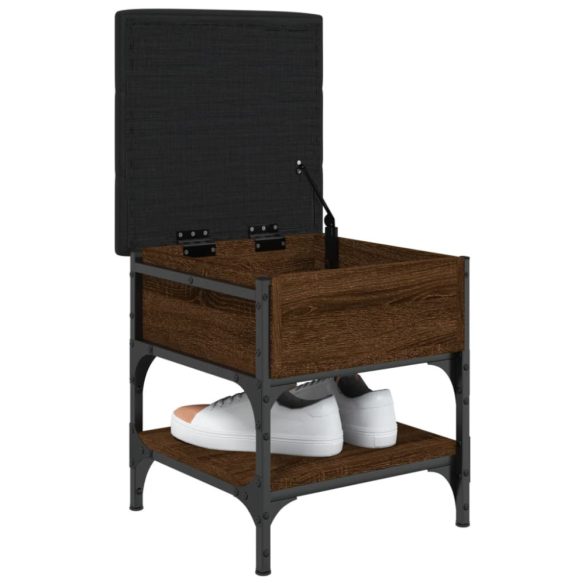 barna tölgy színű szerelt fa cipőtároló pad 42 x 42 x 45 cm