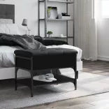 fekete szerelt fa cipőtároló pad 62 x 42 x 45 cm