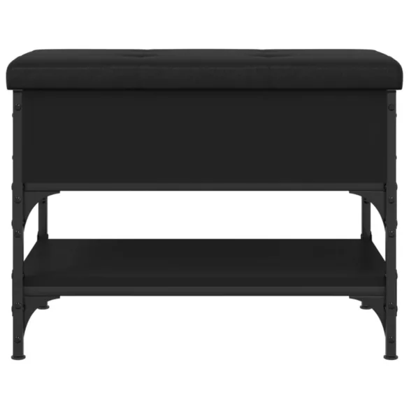 fekete szerelt fa cipőtároló pad 62 x 42 x 45 cm