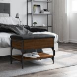 barna tölgyszínű szerelt fa cipőtároló pad 62 x 42 x 45 cm