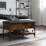 füstös tölgy színű szerelt fa cipőtároló pad 82 x 42 x 45 cm