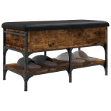 füstös tölgy színű szerelt fa cipőtároló pad 82 x 42 x 45 cm