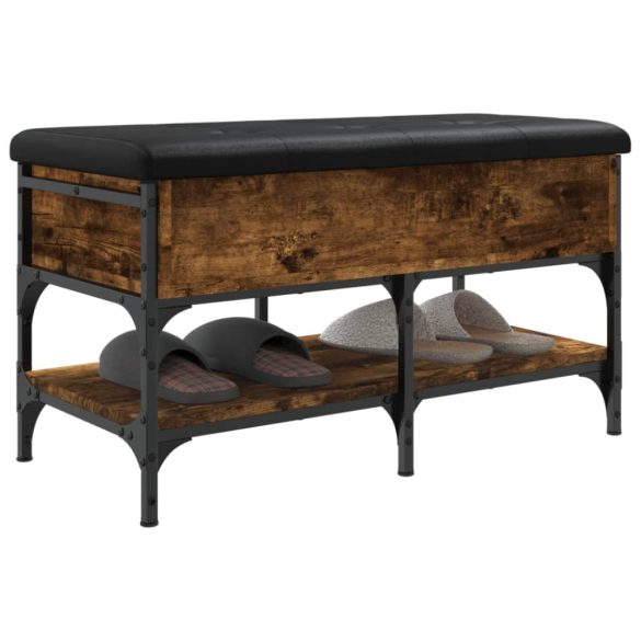 füstös tölgy színű szerelt fa cipőtároló pad 82 x 42 x 45 cm