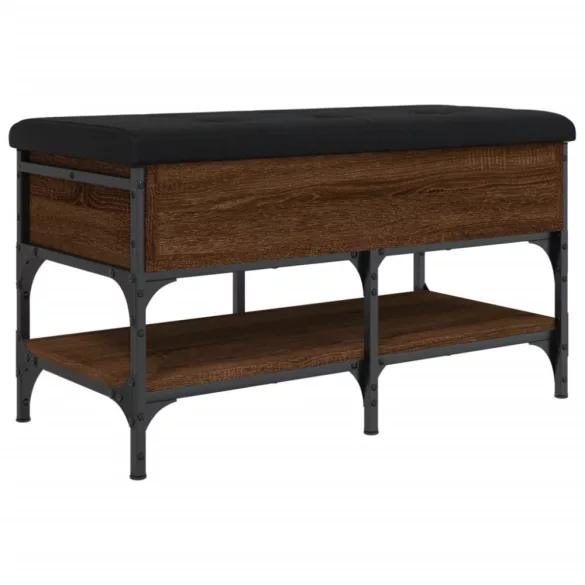 barna tölgy színű szerelt fa cipőtároló pad 82 x 42 x 45 cm