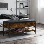 füstös tölgy színű szerelt fa cipőtároló pad 102 x 42 x 45 cm