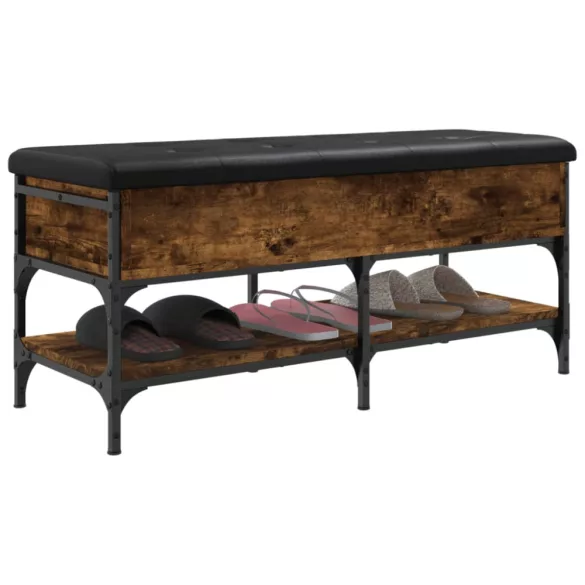 füstös tölgy színű szerelt fa cipőtároló pad 102 x 42 x 45 cm