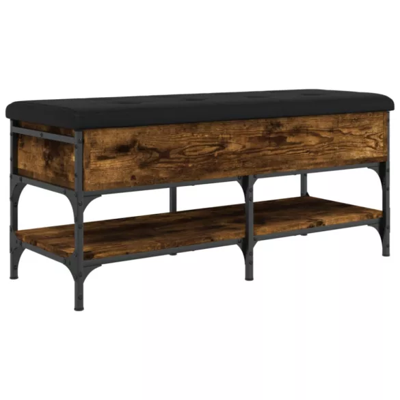 füstös tölgy színű szerelt fa cipőtároló pad 102 x 42 x 45 cm