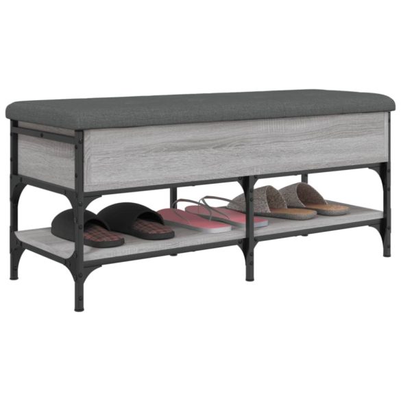 szürke sonoma színű szerelt fa cipőtároló pad 102 x 42 x 45 cm