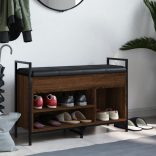 barna tölgy színű szerelt fa cipőtároló pad 85,5 x 32 x 57,5 cm