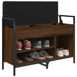 barna tölgy színű szerelt fa cipőtároló pad 85,5 x 32 x 57,5 cm