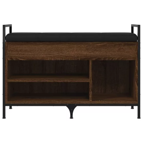 barna tölgy színű szerelt fa cipőtároló pad 85,5 x 32 x 57,5 cm