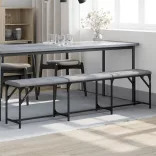 világosszürke acél és szövet étkezőpad 186 x 32 x 45 cm