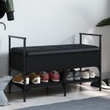 fekete szerelt fa cipőtároló pad 85,5 x 42 x 57,5 cm