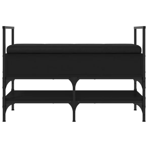 fekete szerelt fa cipőtároló pad 85,5 x 42 x 57,5 cm