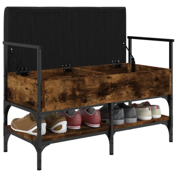 füstös tölgy színű szerelt fa cipőtároló pad 85,5 x 42 x 57,5cm