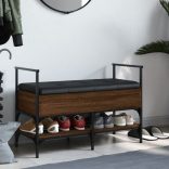 barna tölgy színű szerelt fa cipőtároló pad 85,5 x 42 x 57,5 cm