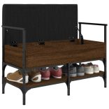 barna tölgy színű szerelt fa cipőtároló pad 85,5 x 42 x 57,5 cm