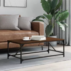   barna tölgyszínű szerelt fa dohányzóasztal 100 x 50 x 35 cm
