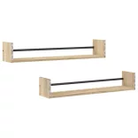 2 db sonoma tölgy fali polc rúddal 80 x 16 x 14 cm